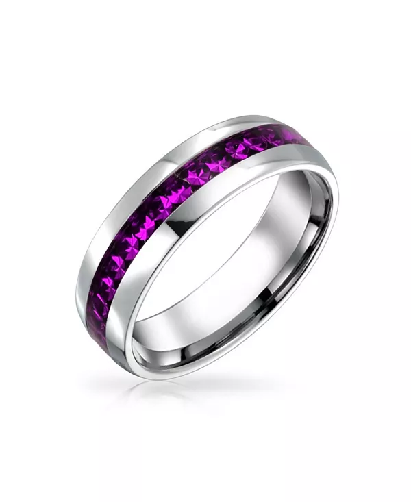 

Кольцо с кристаллами в форме канала, нержавеющая сталь 6 мм Bling Jewelry, purple