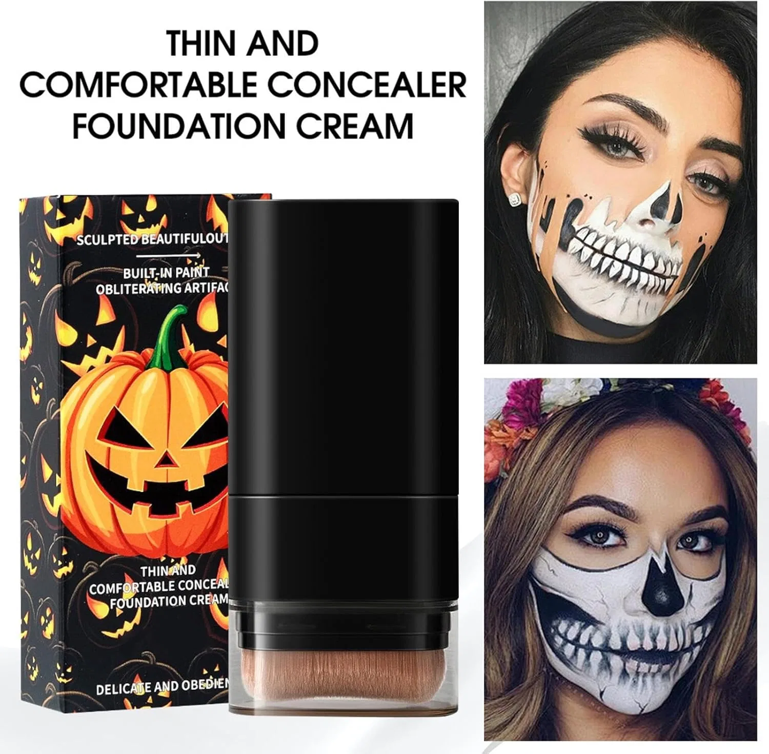 Тональный стик для лица Halloween, двухцветный черно-белый, 15 г, бренд No brand — фото 4