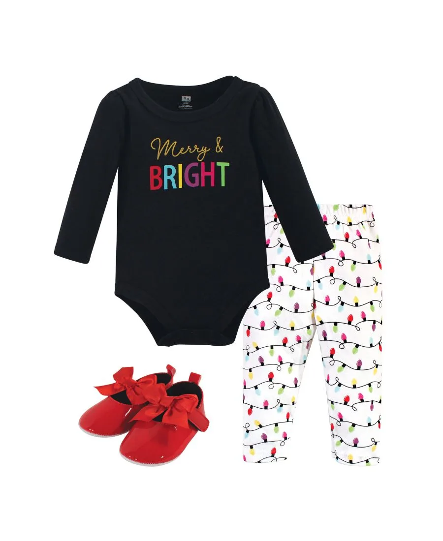 Хлопковый боди, брюки и комплект обуви Hudson Baby, Merry & Bright
