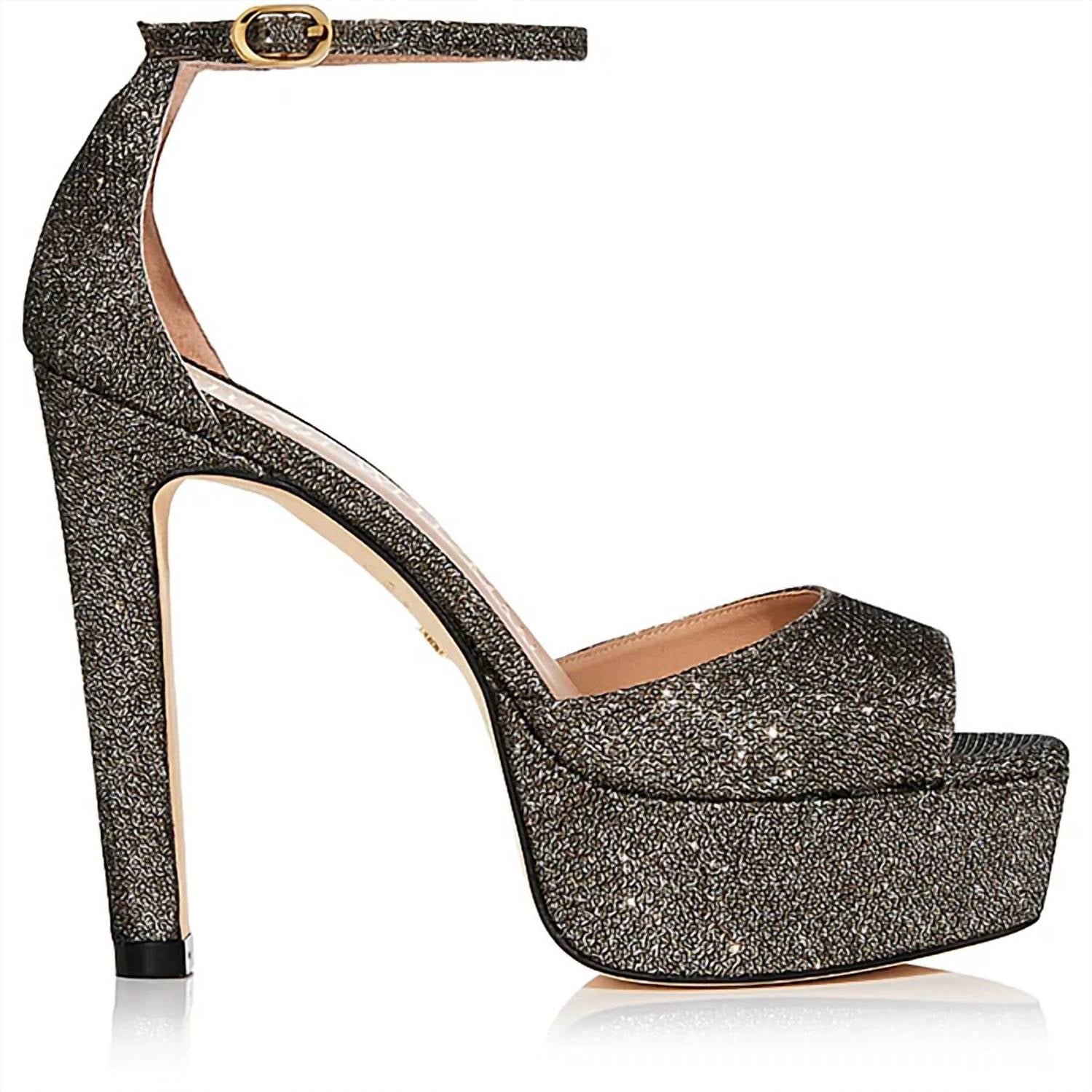 Диско-сандалии на платформе с ремешком на щиколотке в новом цвете Pyrite Stuart Weitzman