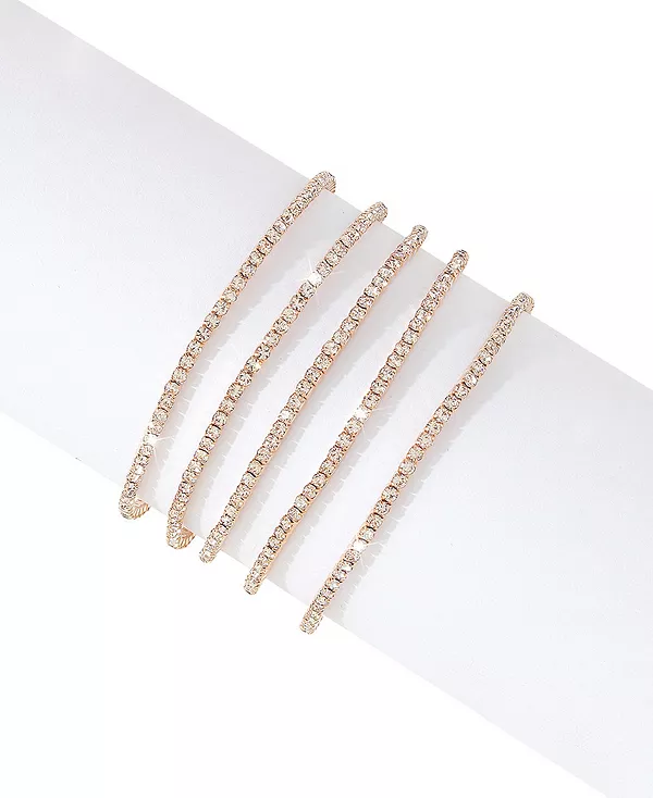 

Женский комплект из 2 браслетов с кристаллами, покрытых 14-каратным золотом Adornia, yellow