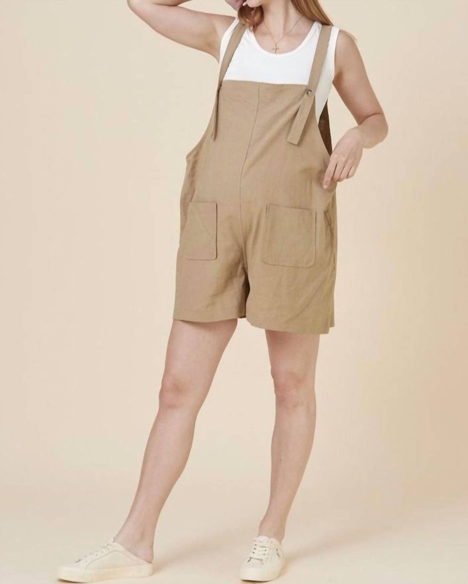 

Льняной комбинезон Romper цвета Camel Liv Maternity