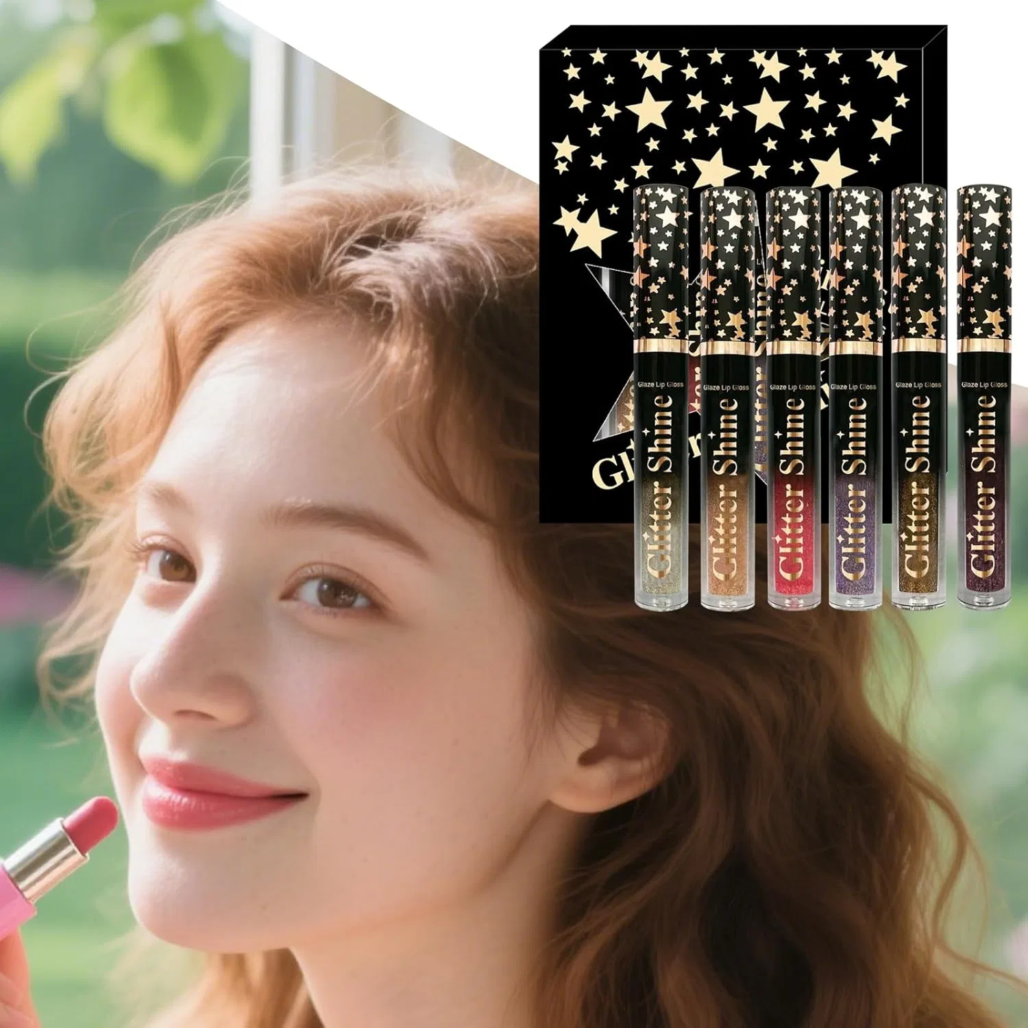 Блеск для губ Glitter Lip Gloss, увлажняющий набор 6 цветов по 2.5 мл — фото 3