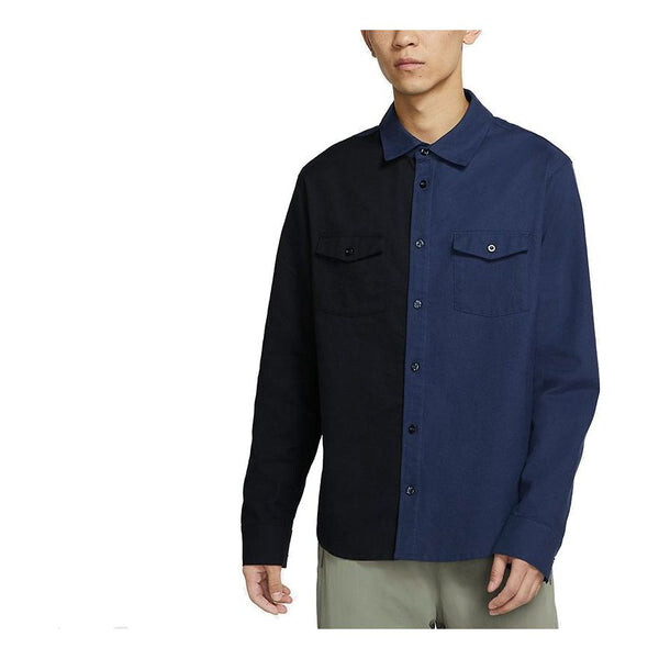 

Рубашка sb skateboard flannel skateboard splicing long sleeves shirt navy blue Nike, синий