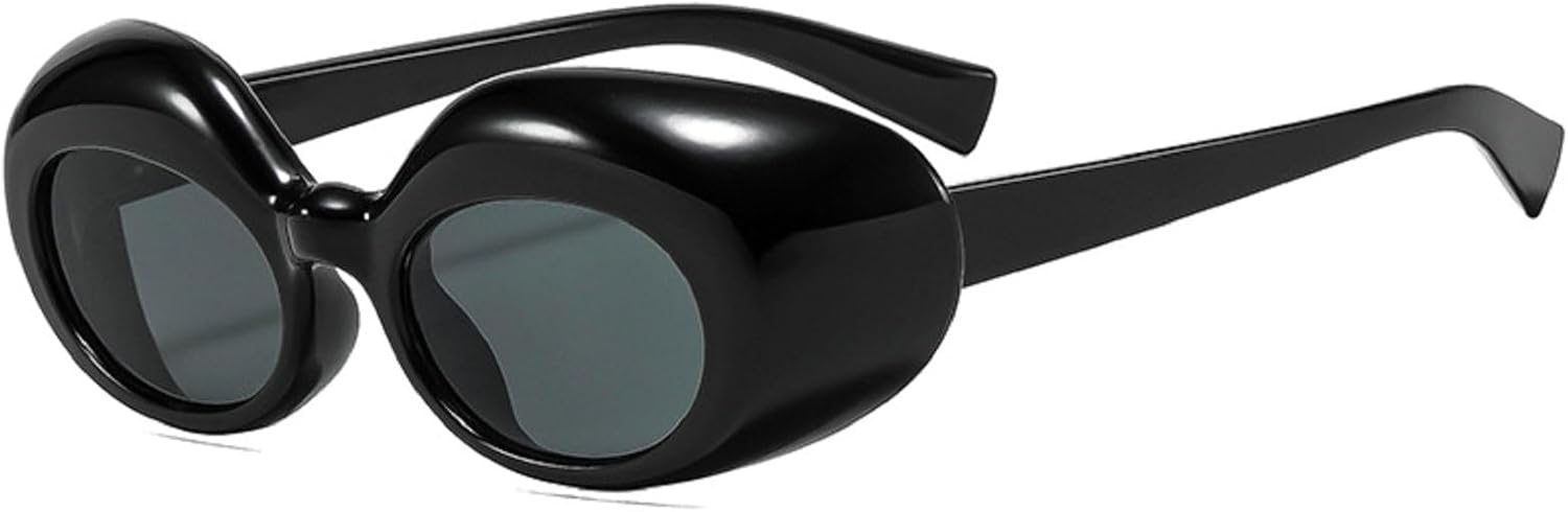

Модные роскошные овальные солнцезащитные очки увеличенного размера для женщин и мужчин, в толстой оправе, в стиле панк 90-х, с защитой от ультрафиолета UV400 mincl, Black