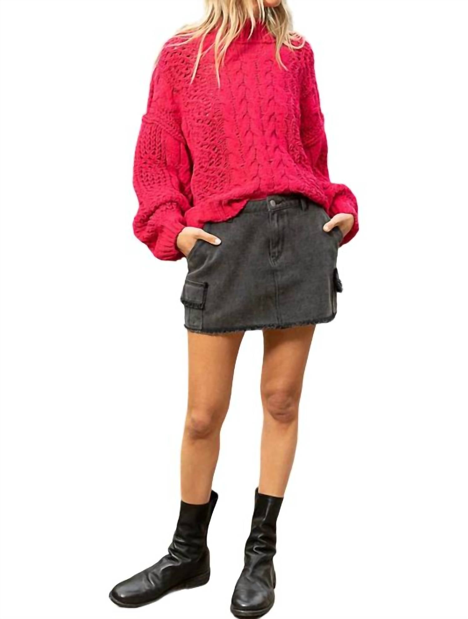 

Свитер Chelsey Mock Neck из синели в пурпурном цвете CRESCENT