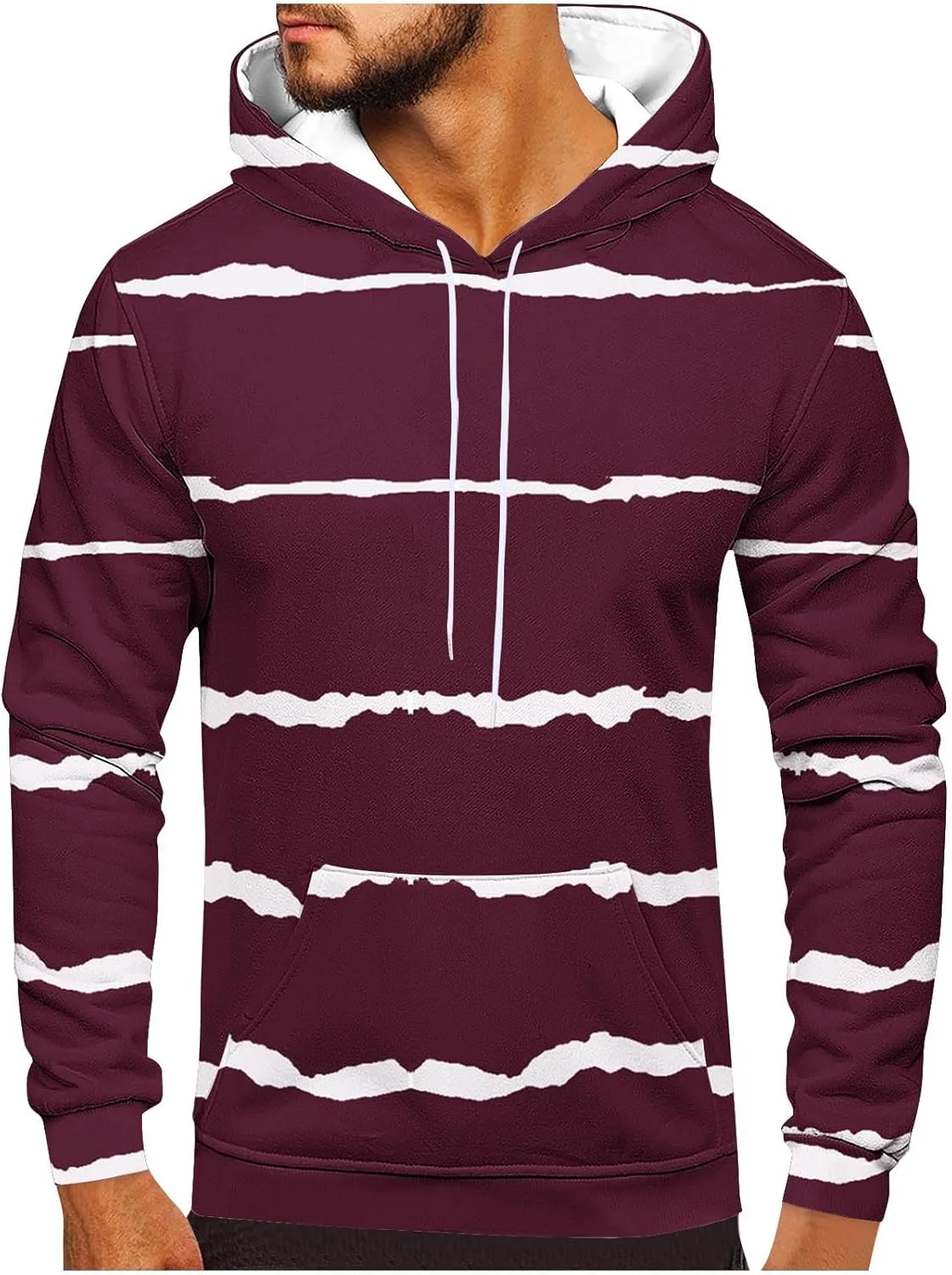 

Толстовка с капюшоном Stripe, мужская, Plus Size, с кулиской OTSANT