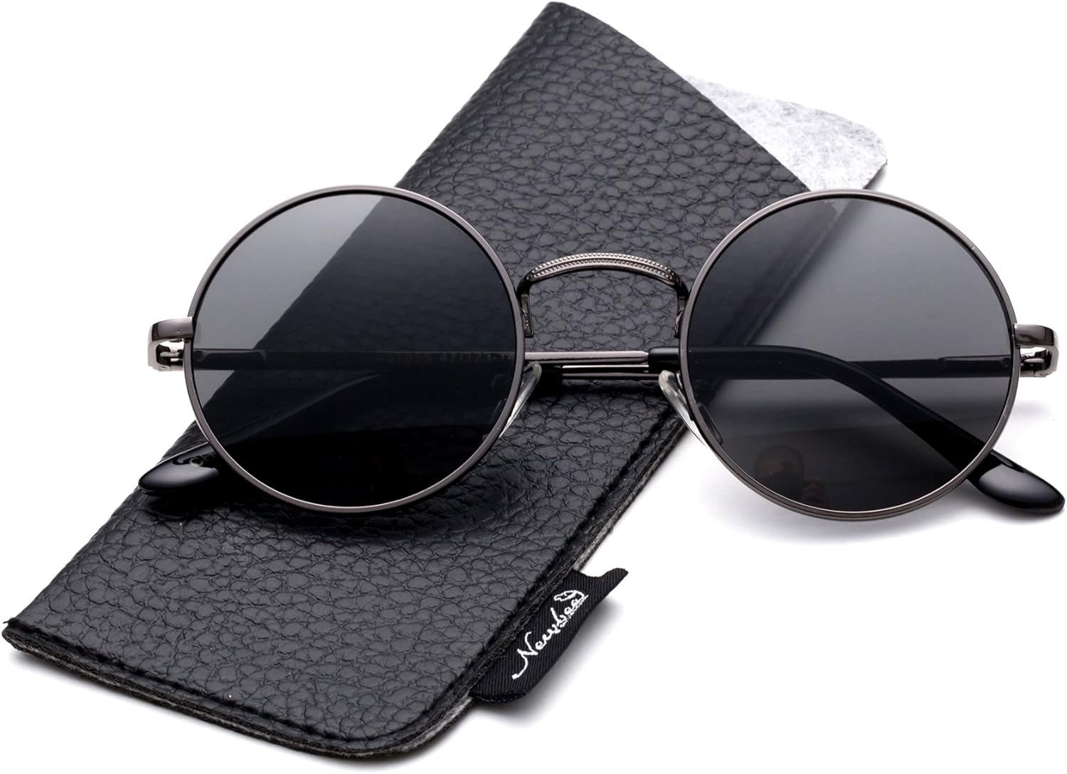 

Ретро круглые маленькие солнцезащитные очки 48 мм в винтажном стиле хиппи, круглые очки Polaroid для вождения, поляризованные очки в стиле стимпанк Newbee Fashion, Gunmetal / Smoke