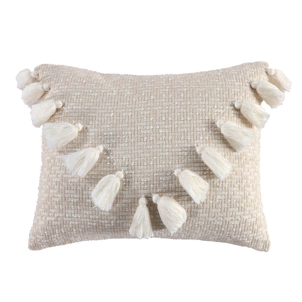 

Подушка Levtex Home Mills с вафельной текстурой и кисточками, цвет Taupe