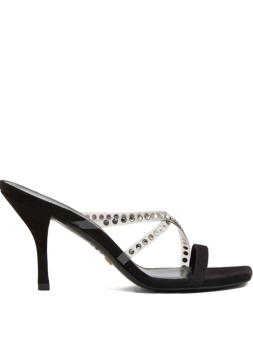 Сланцы Strapeze с кристаллами на каблуке 85 мм Stuart Weitzman, белый