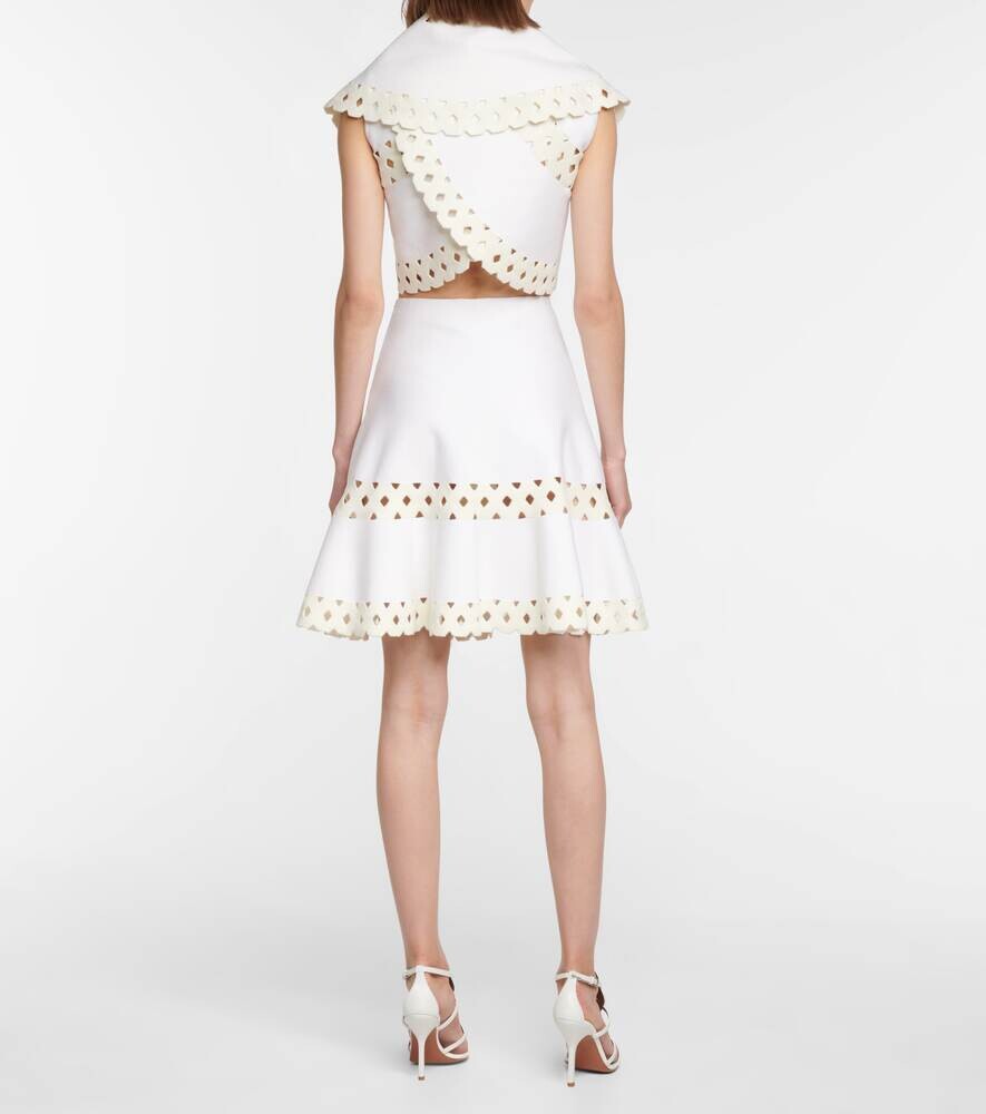 Укороченная куртка Vienne из смесовой шерсти с вырезами ALAÏA, белый — фото 3