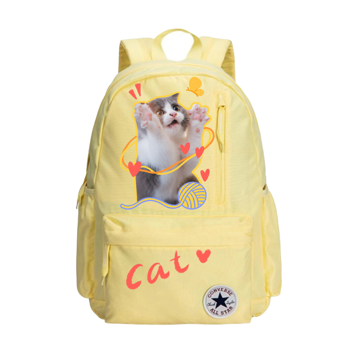 

Converse Полиэстеровый рюкзак среднего размера унисекс яично-желтый, Yellow Cat
