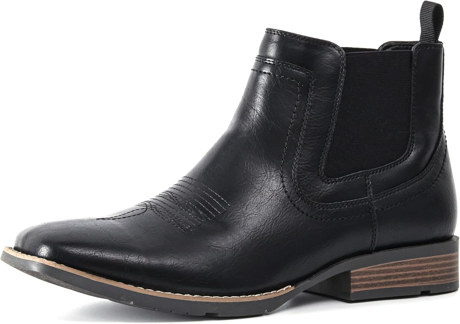 

Мужские ковбойские ботинки IXU с квадратным носком, ботинки до щиколотки, вестерн-стиль, Челси, повседневные классические ботинки без шнурков, черный