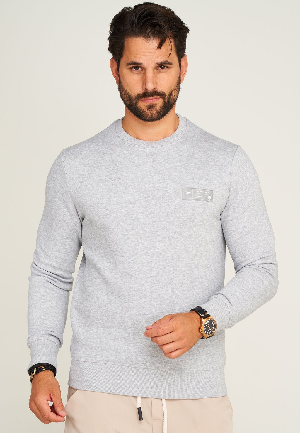 

Толстовка POPS CREW NECK Jack & Jones, цвет Mottled Light Grey