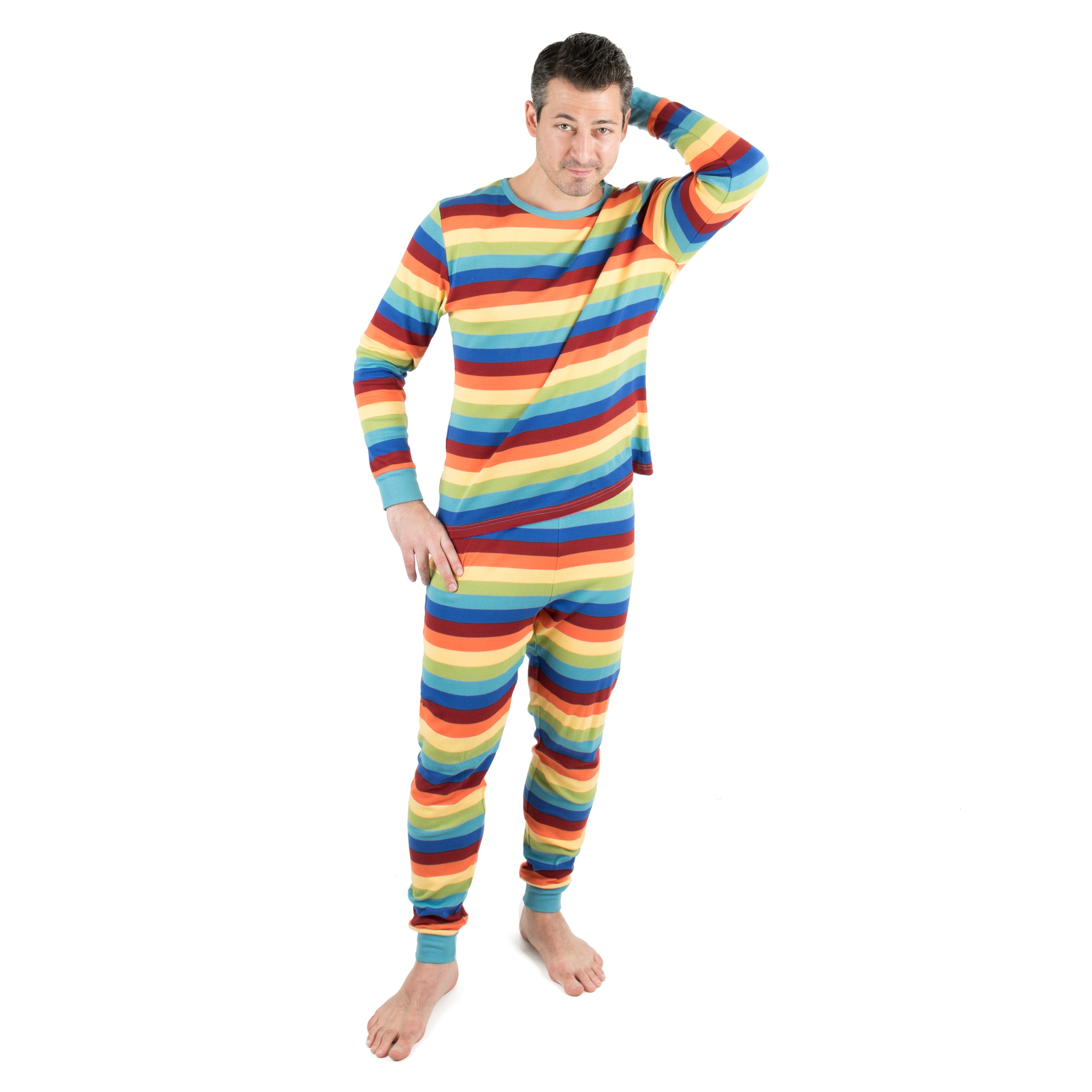 

Мужская двухкомпонентная хлопковая пижама в полоску Leveret, цвет colorful boys