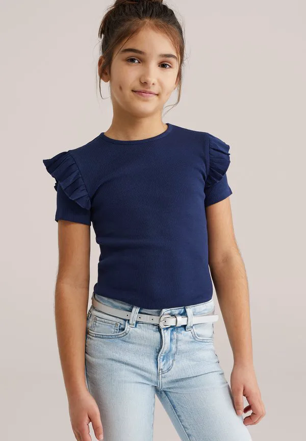Простая футболка We Fashion, Navy Blue — фото 2