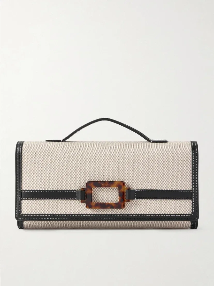 Клатч из парусины Belle Vivier с пряжкой Roger Vivier, бежевый