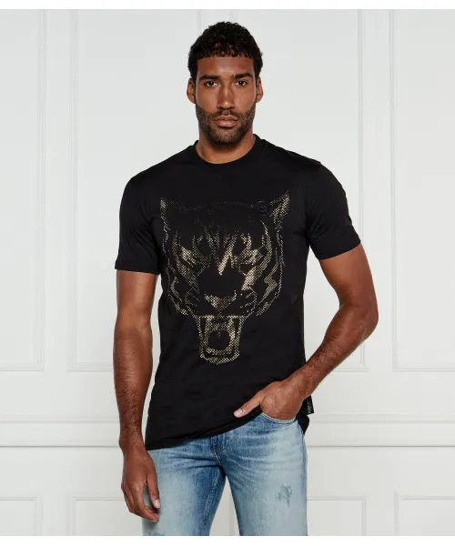

Футболка с тигровой фольгой Loose fit Plein Sport, черный