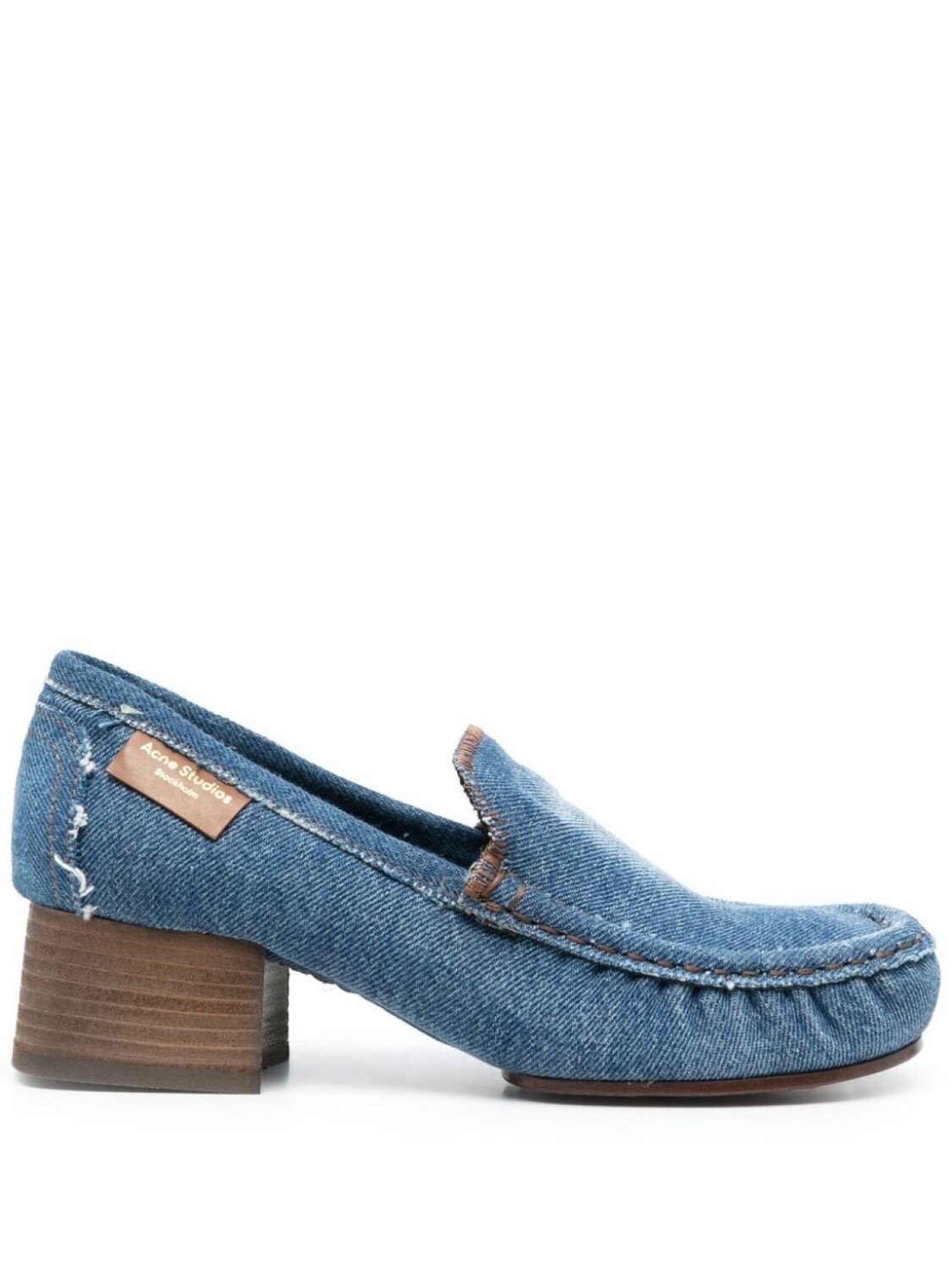 Джинсовые лоферы на блочном каблуке Acne Studios, синий