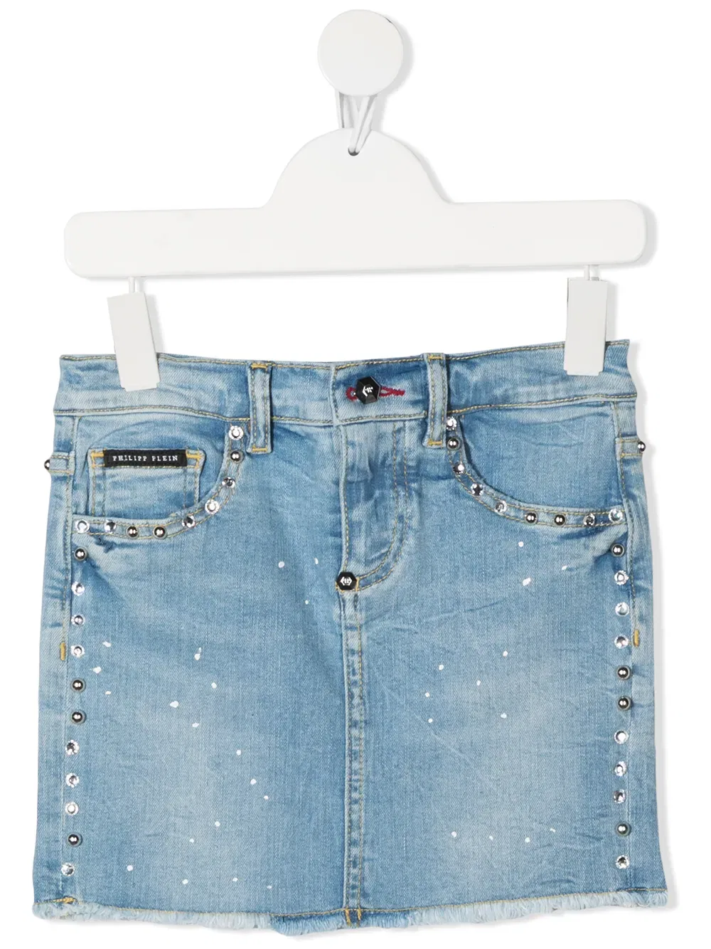 Мини-Юбка из джинсовой ткани, украшенная кристаллами Philipp Plein Junior, синий