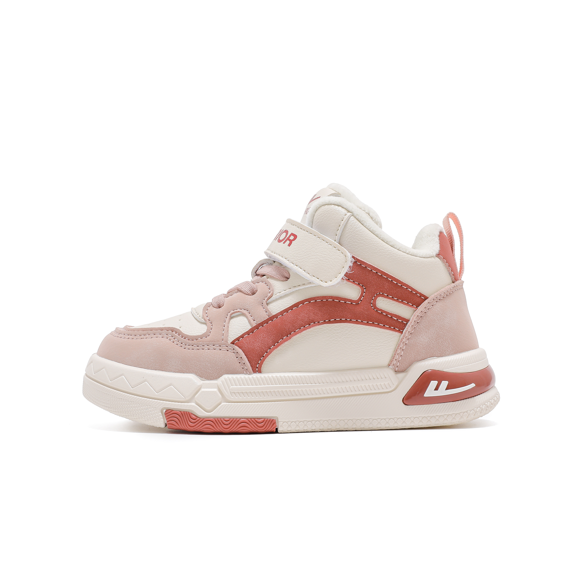

Легкие утепленные детские скейтерские кроссовки Mid Top с амортизацией WARRIOR, бежевый/розовый/красный