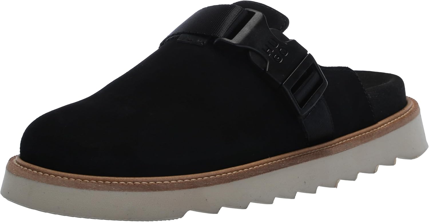 

Мужские сабо HUGO с верхней пряжкой из замши, черный