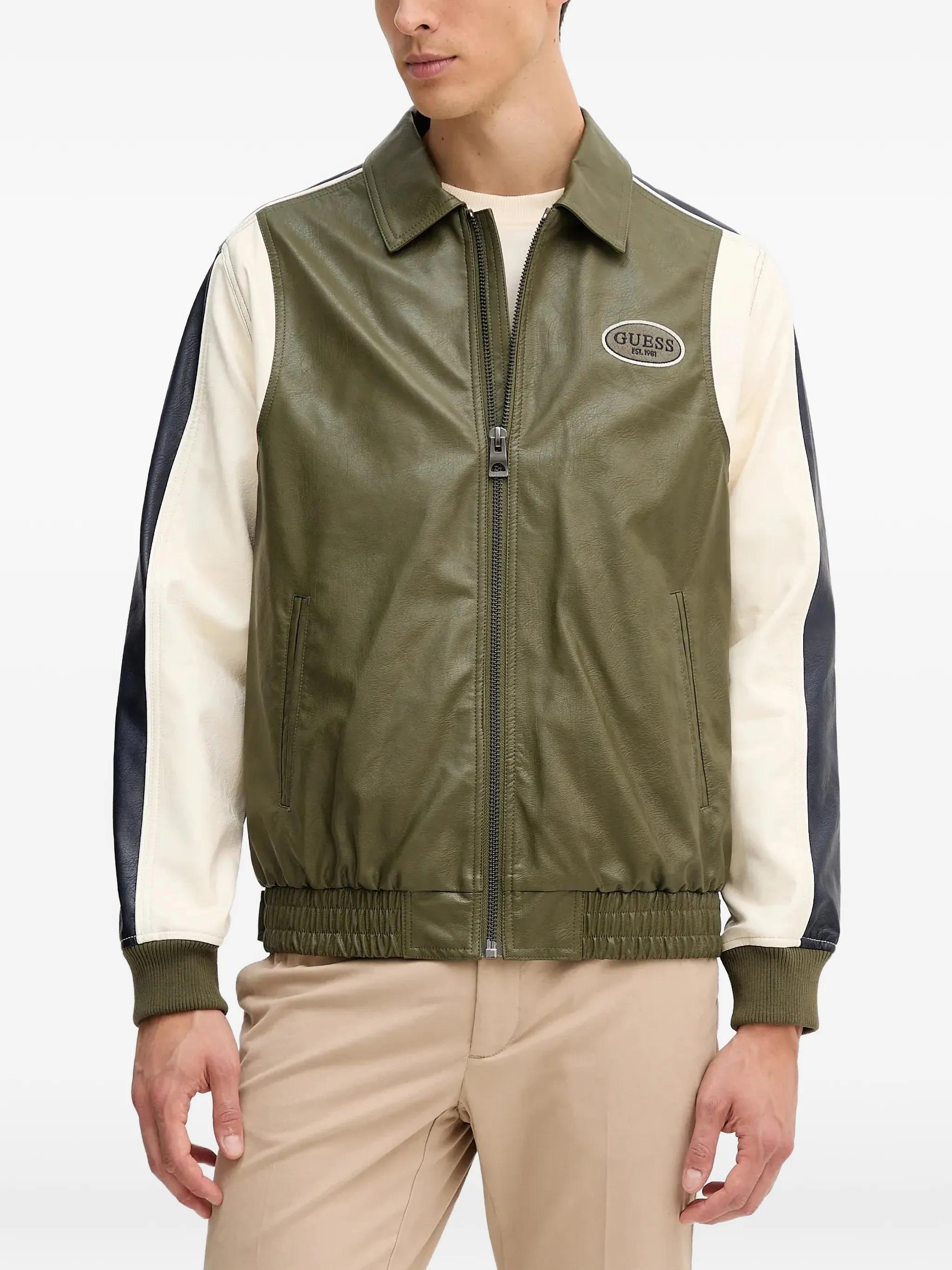 

Бомбер из искусственной кожи со вставками Guess Usa, зеленый