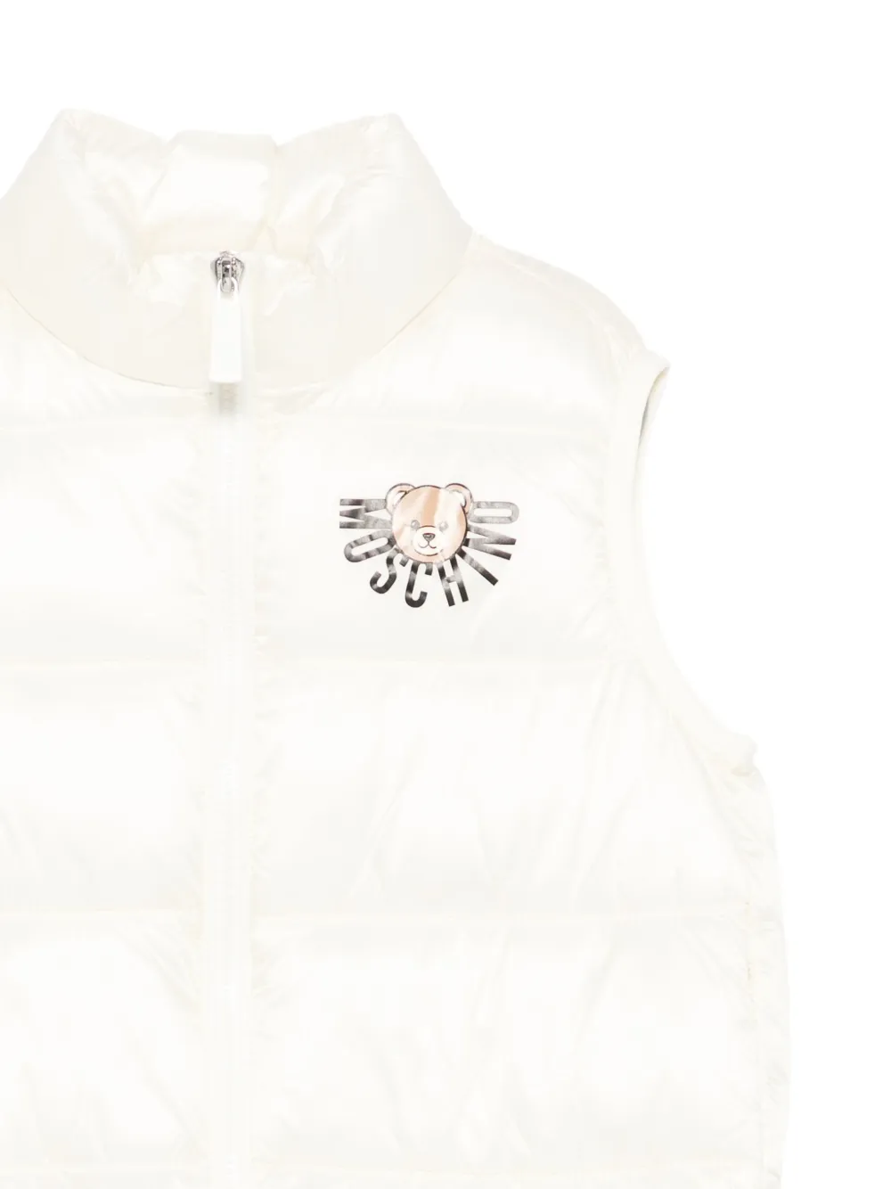Стеганый жилет с логотипом Moschino Kids, белый — фото 3