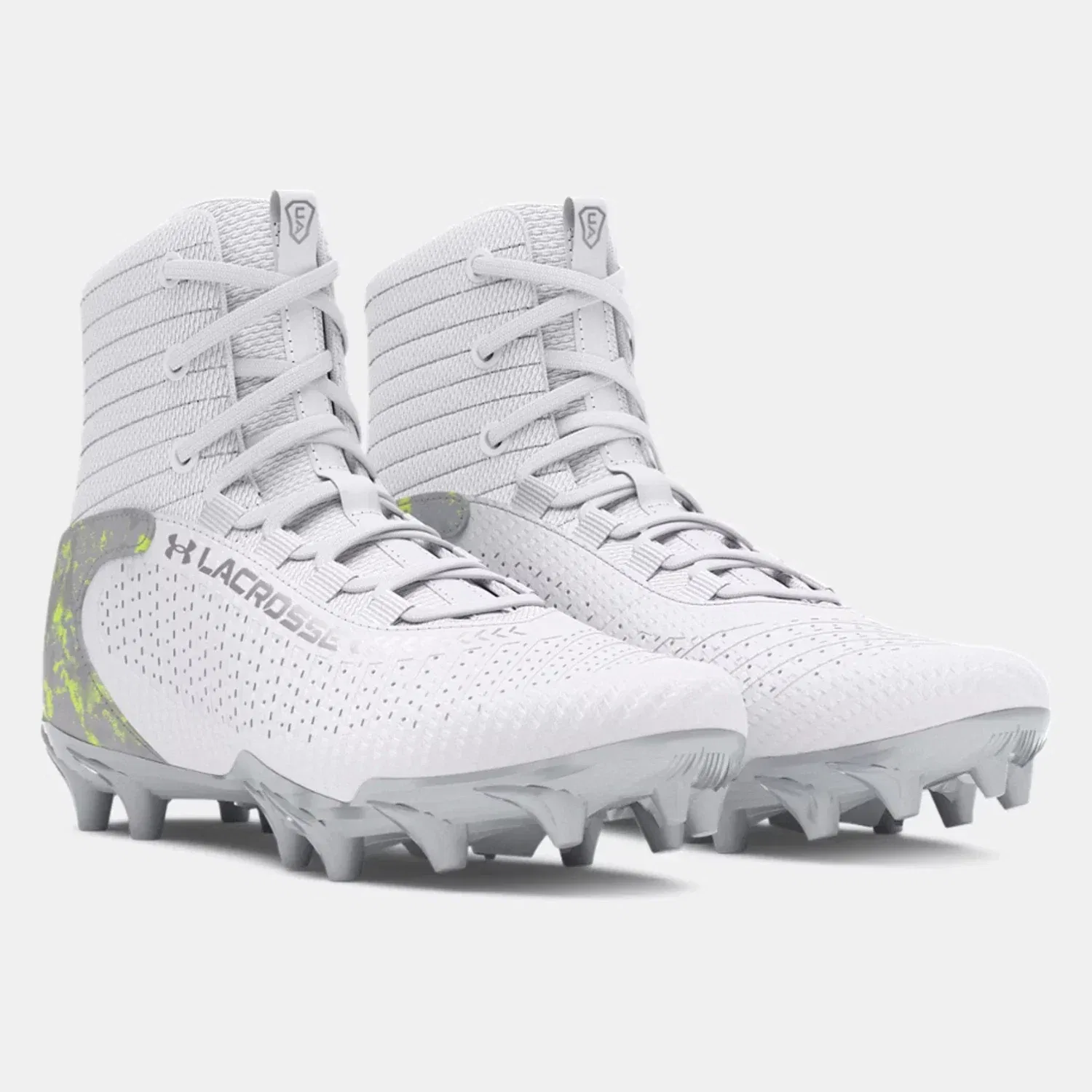 Мужские бутсы для лакросса Under Armour Highlight 2 MC 3028699-100, детские, белые с серебристым рисунком, TF9701