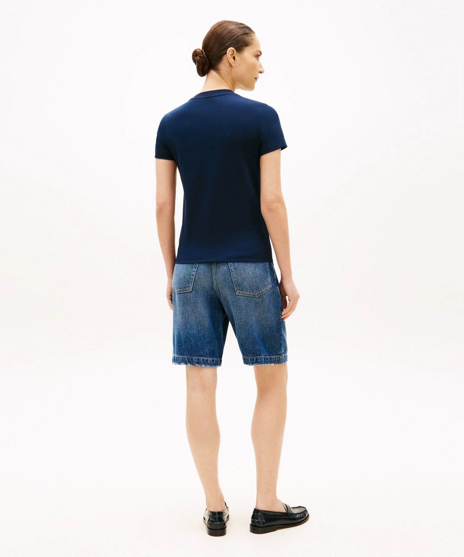 Футболка с коротким рукавом и круглым вырезом из трикотажа, модель 26SS TOMMY HILFIGER, Navy C1G — фото 3