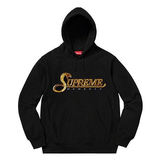 

Толстовка fw19 week 8 sequin viper hooded sweatshirt Supreme, черный