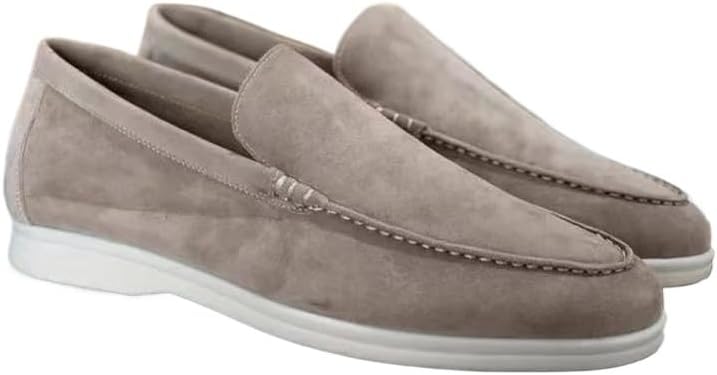 

Мужские замшевые лоферы-мокасины без шнурков для лета, легкие и дышащие, плоские повседневные туфли, прогулок и оксфорды Eimeinuosy, Camel