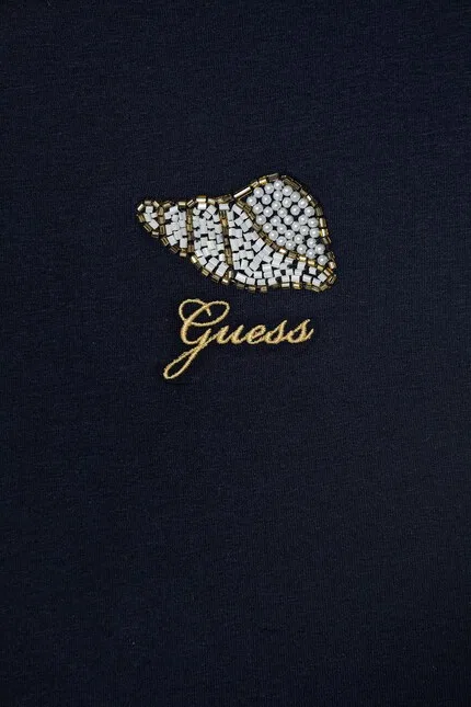 Футболка с коротким рукавом растительный узор Guess, синий — фото 3