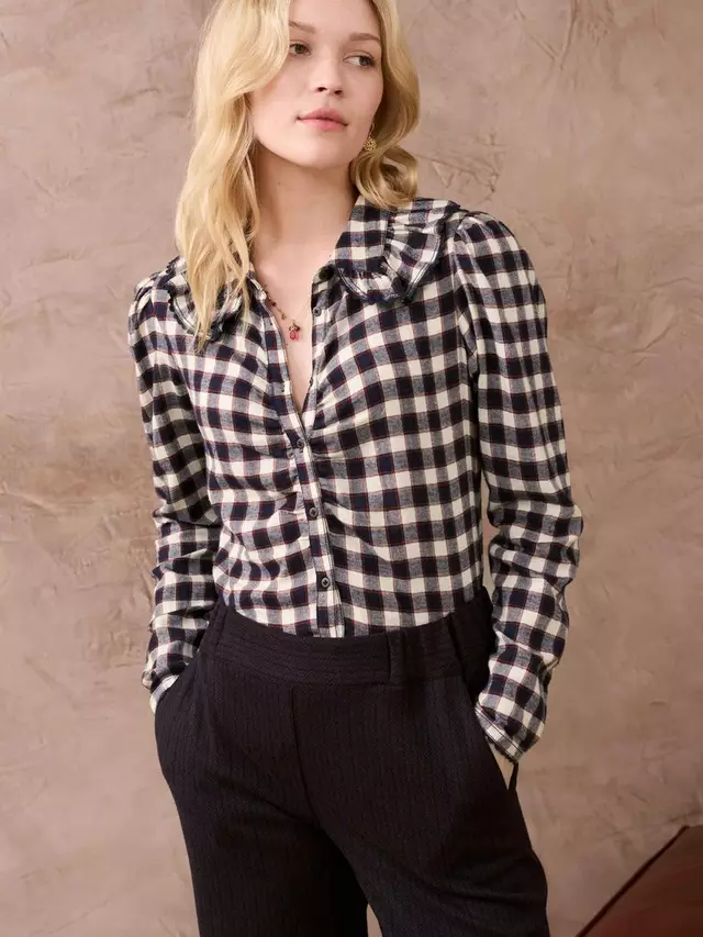 

Рубашка Brora Check Ruched Front, цвет navy/ruby
