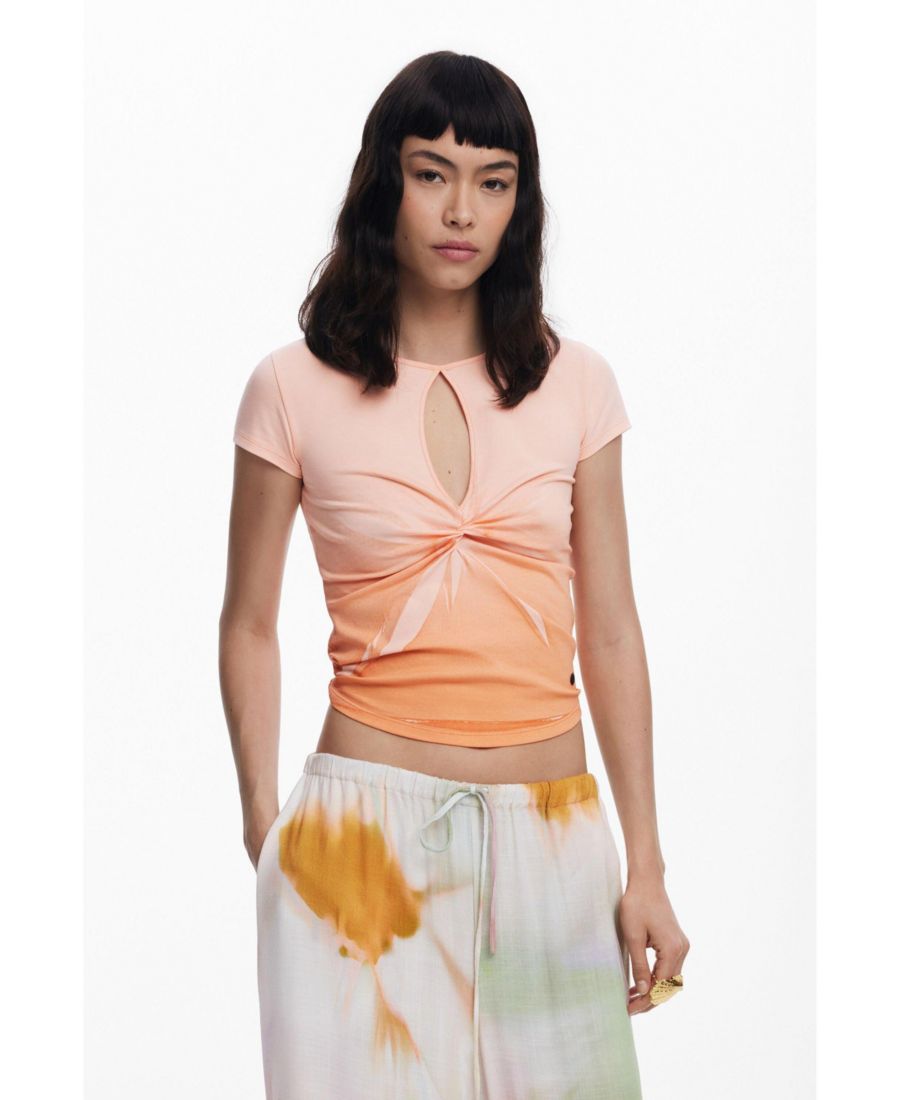 

Женская футболка с коротким рукавом и разрезом Desigual, Light pink, Розовый, Женская футболка с коротким рукавом и разрезом Desigual, Light pink