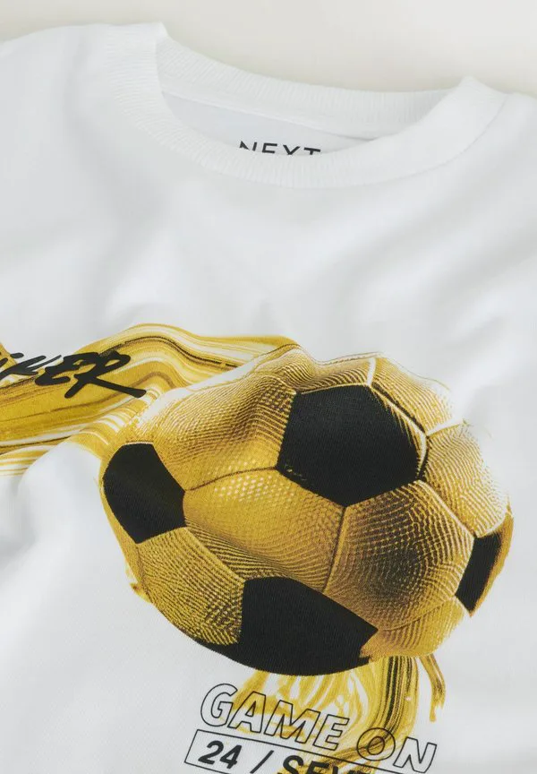Футболка с коротким рукавом и графическим принтом, стандартного кроя. Next, White/Gold Football — фото 3