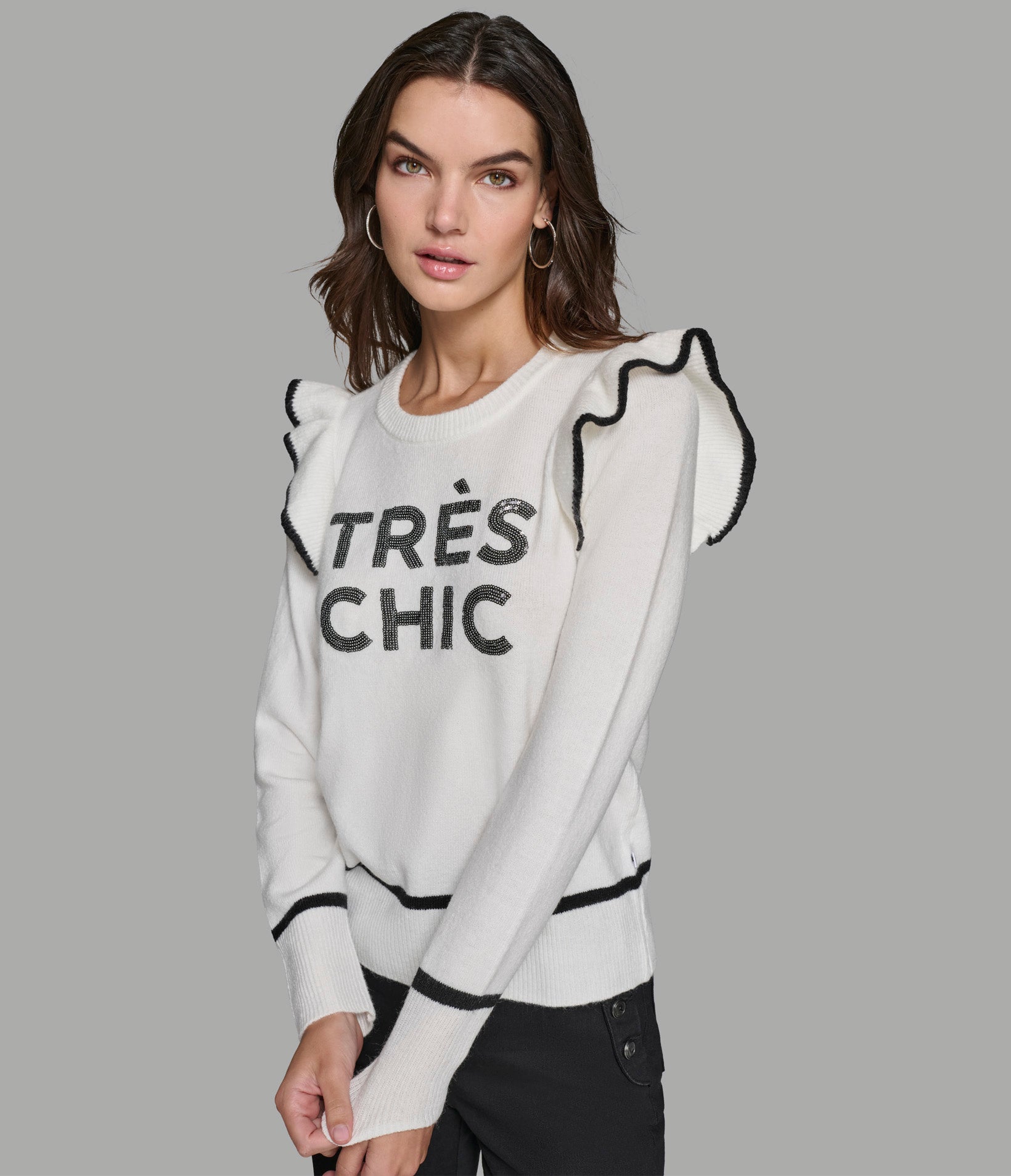 

Свитер tres chic с рюшами на рукавах KARL LAGERFELD PARIS, белый