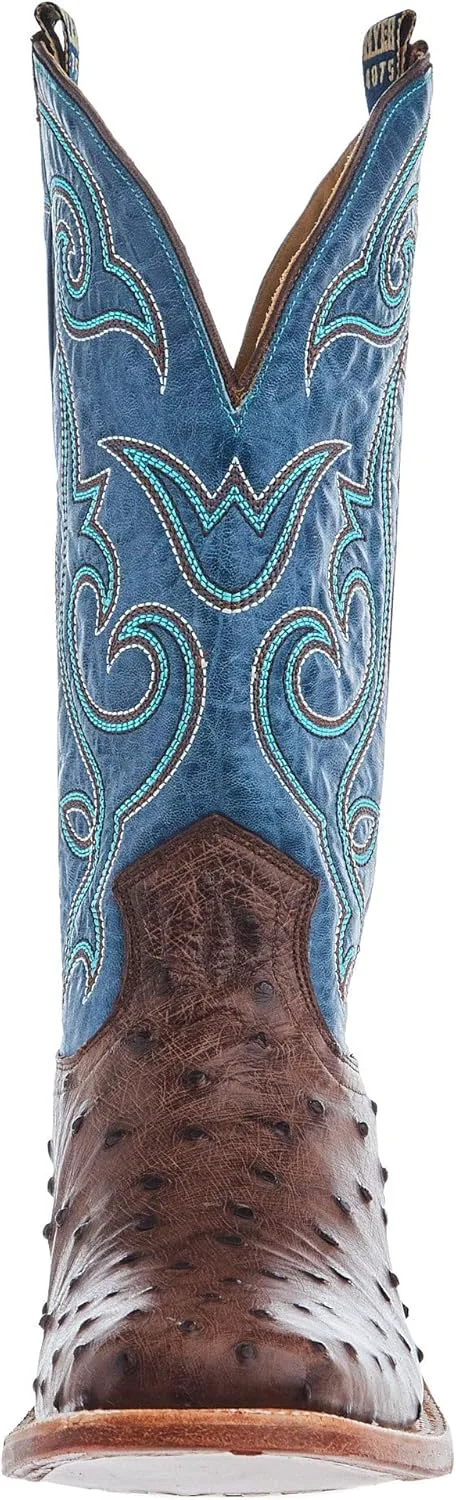 Ковбойские сапоги Hyer Mens Jetmore Tobacco FQ Ostrich 13 с синим верхом из винтажной козьей кожи, синий — фото 3