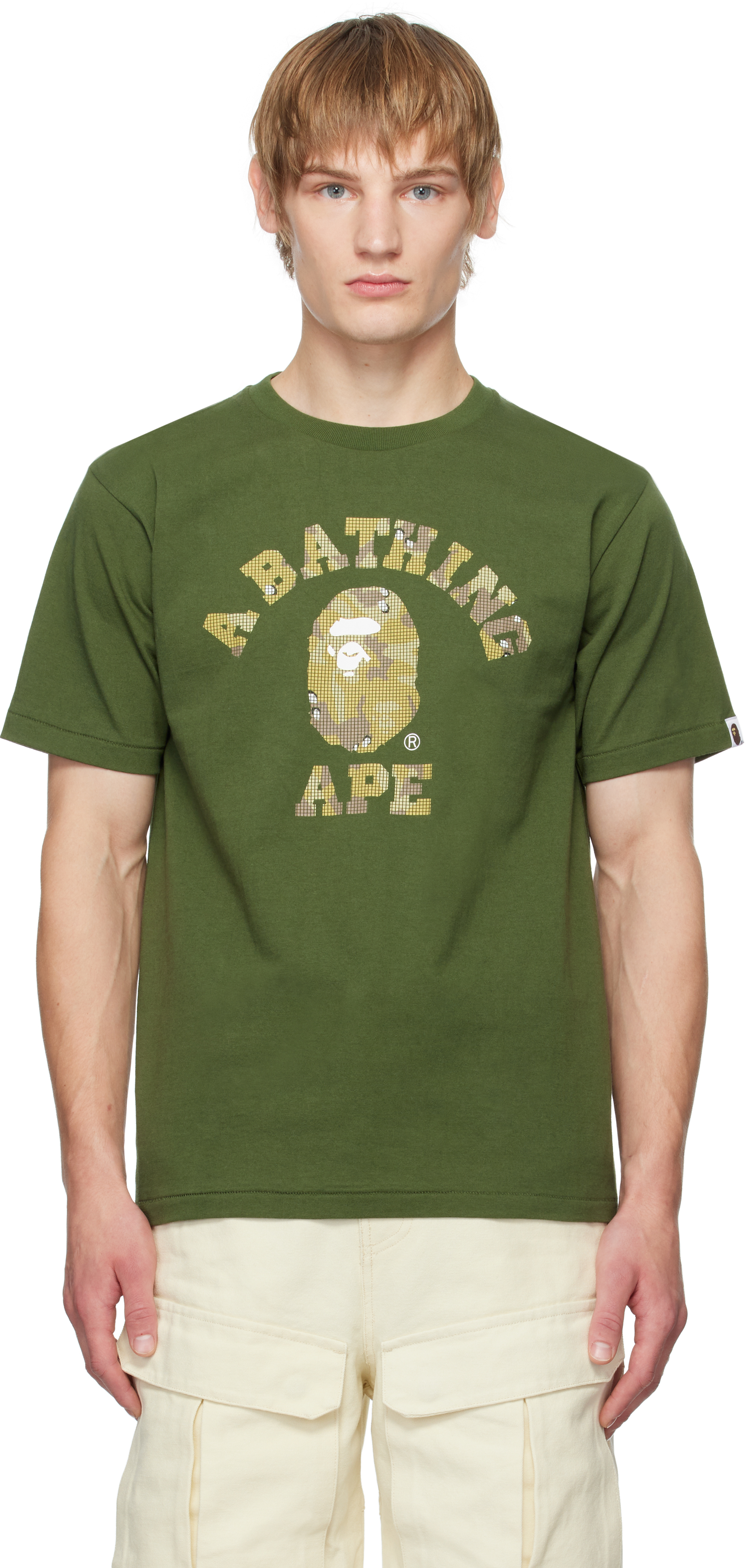 

Футболка колледжа Bitmap цвета хаки BAPE