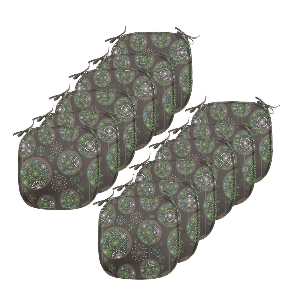 

Подушки на обеденный стул ABAKUHAUS Sage, абстрактный одуванчик, декоративная водонепроницаемая подушка с ремнями для кухонных сидений, 40 см x 40 см — упаковка из 12 шт., зеленый, коричневый, белый, черный