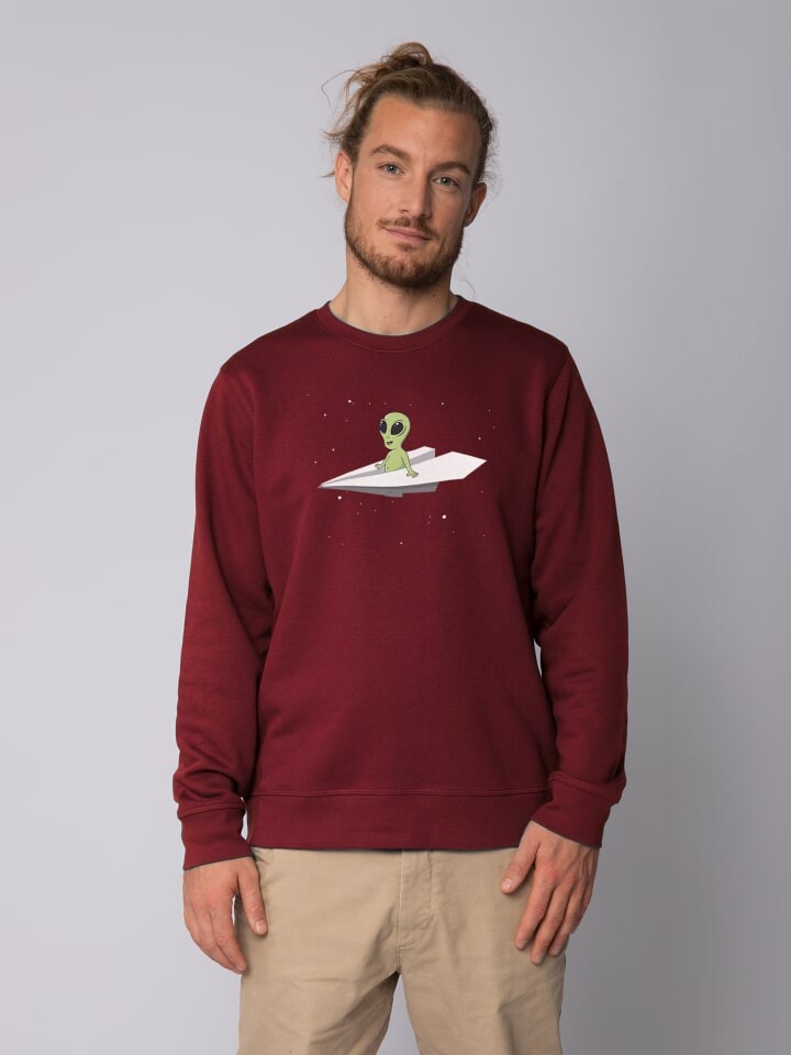 

Толстовка wat Apparel Alien on a paper plane, цвет weinrot