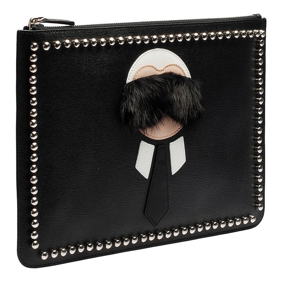 FENDI Настоящая кожаная клатч для мужчин черный — фото 2