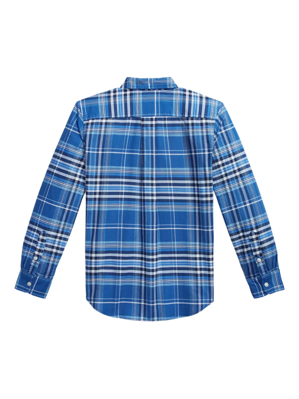 Клетчатая вышитая рубашка Polo Ralph Lauren Kids, синий — фото 2
