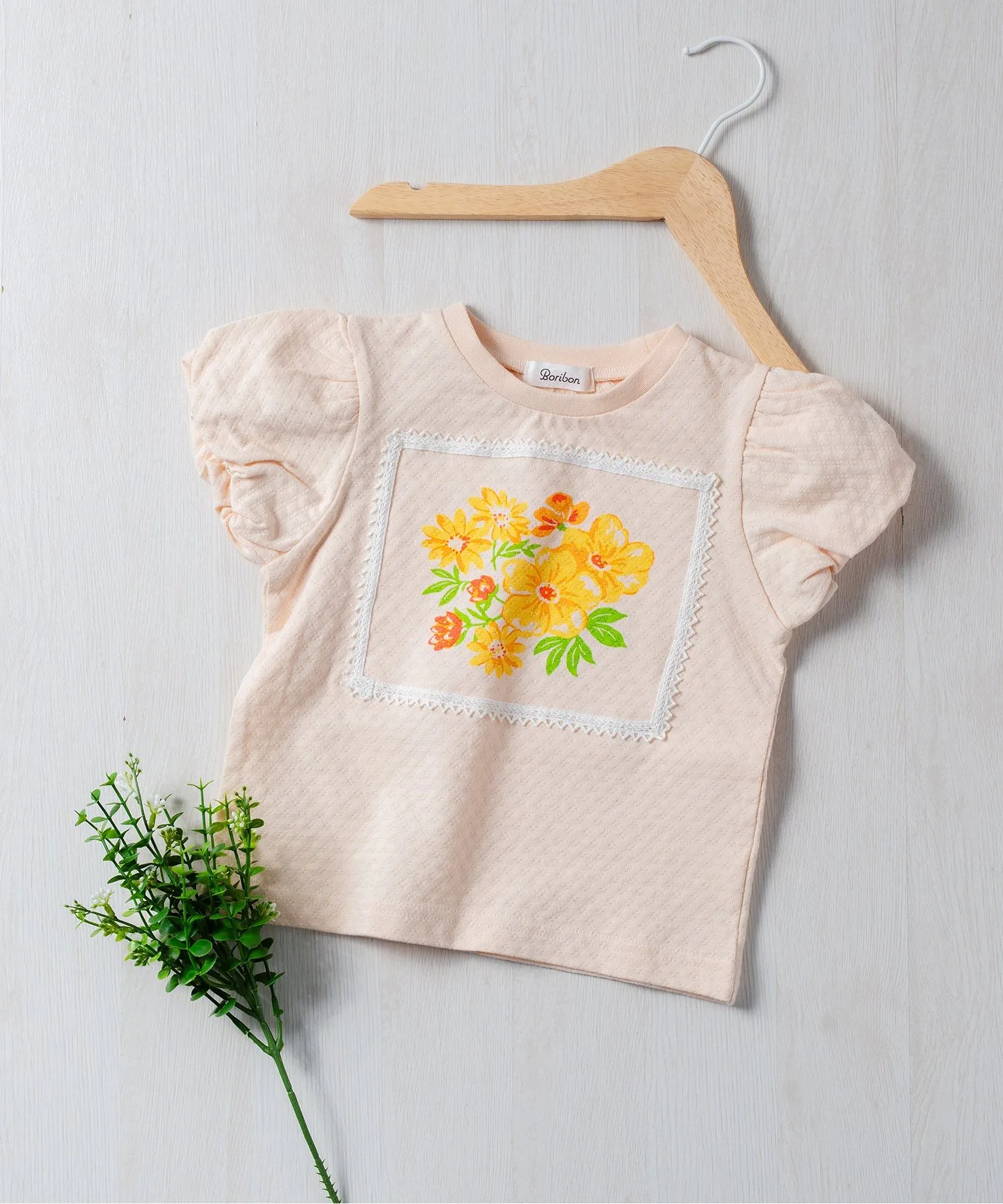 Детская футболка с принтом лебедя и цветов Boribon Swan Flower Print Motif лососево-розовая