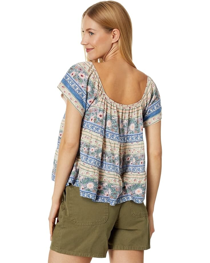 

Топ Lucky Brand Print Mix Swing Tiered Top, синий мульти