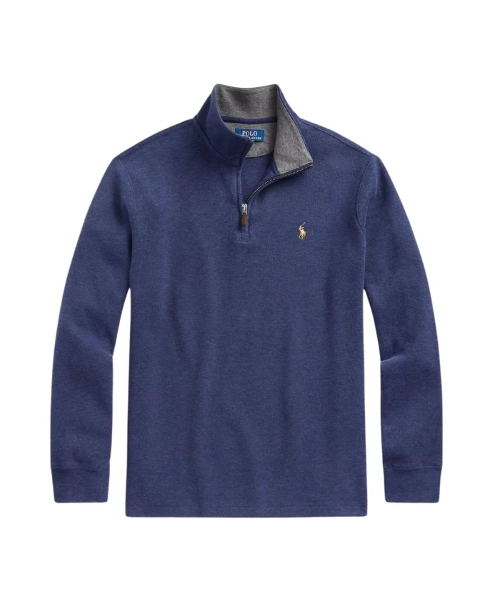 

Пуловер Estate-Rib с застежкой-молнией на четверть длины Polo Ralph Lauren, синий