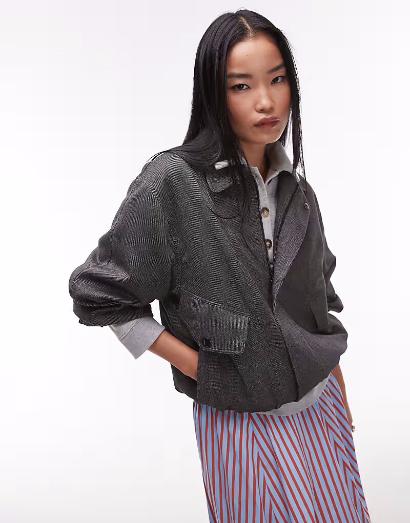 

Куртка-бомбер от Topshop coord в угольно-черном цвете