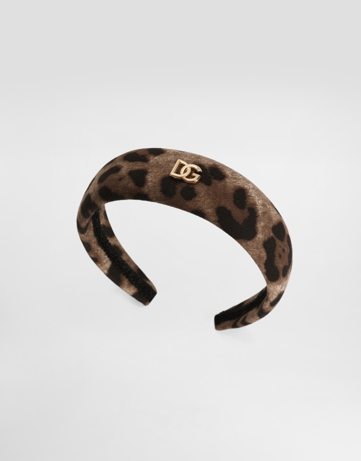 Ободок из эластичного саржевого материала с леопардовым принтом DOLCE & GABBANA, мультиколор — фото 3