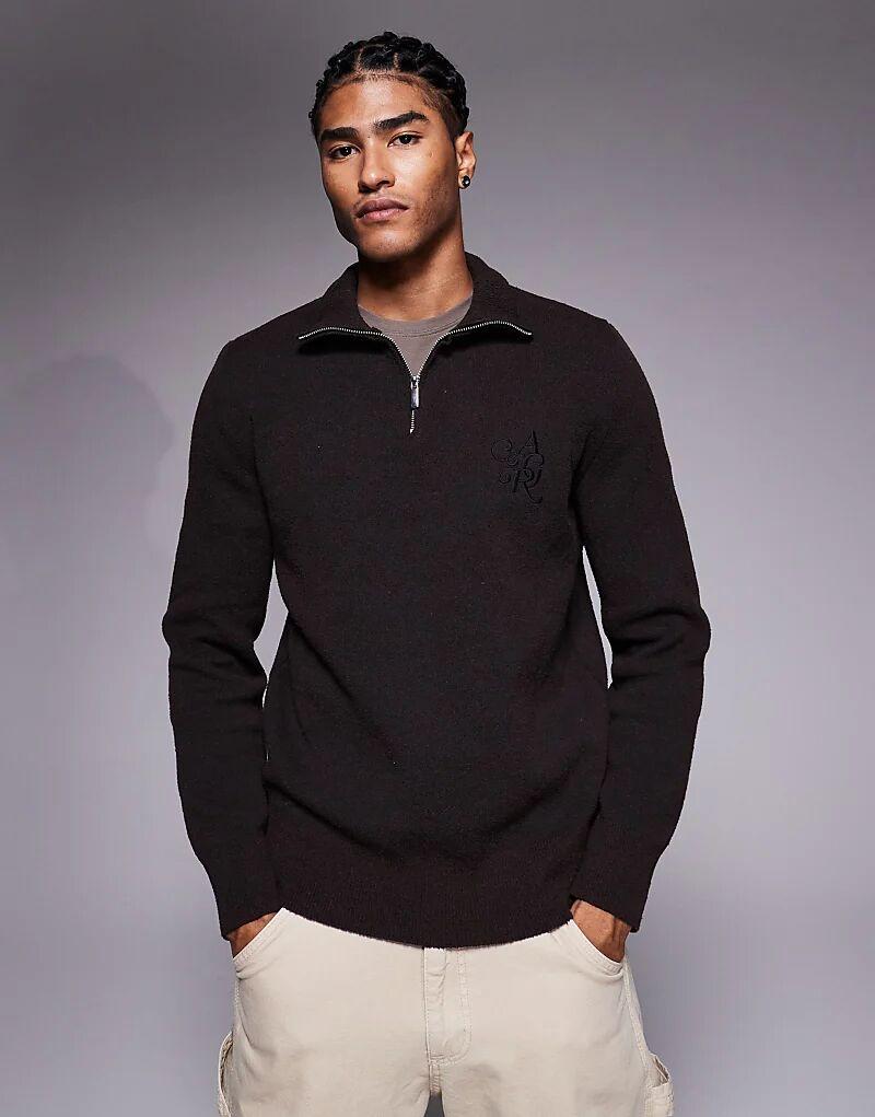 

Текстурированный джемпер River Island с застежкой-молнией на половину длины, темно-коричневый цвет