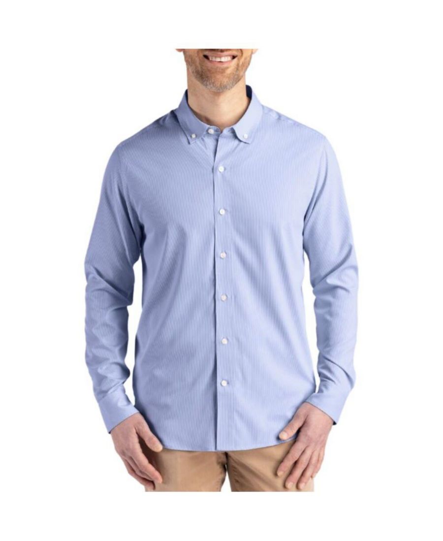 

Рубашка в тонкую полоску с длинными рукавами больших размеров Cutter & Buck, Tour blue/white